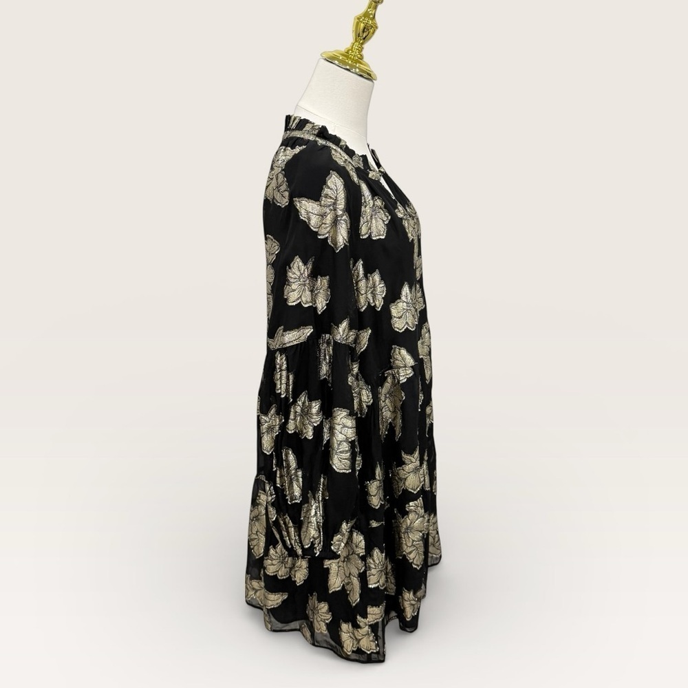 Tommy Bahama Shimmering Shores Long Sleeve Tiered Shift Dress Black Gold NWT - Picture 10 of 16